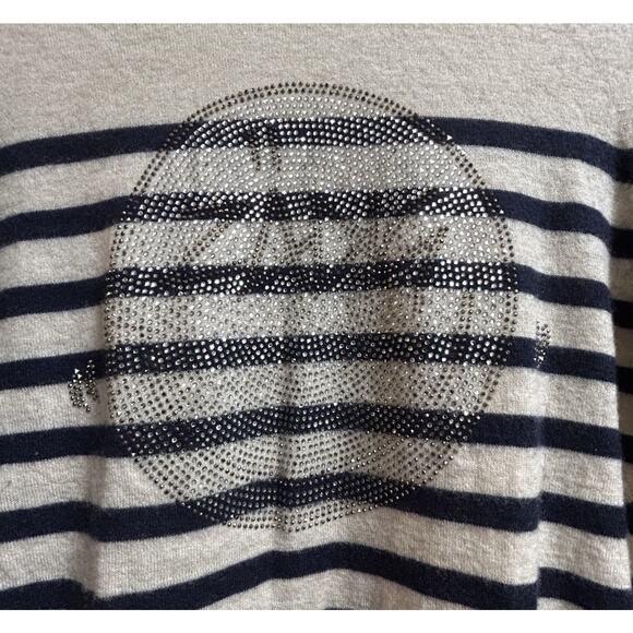 Zadig & Voltaire Miss CP Ivory Stripes Cashmere Crystal-Embellished Sweater - S - Picture 4 of 10